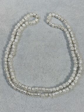 Vintage Necklace Strand Silver Foil Glass Beaded - Womens Jewelry